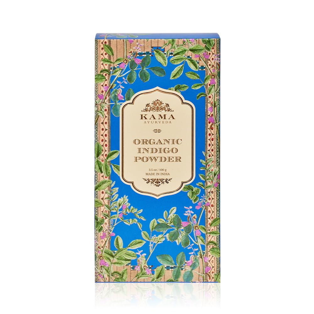 Organic Indigo Powder by Kama Ayurveda - 100g | Natural Hair Dye for Gray Coverage & Hair Growth | Perfect for DIY Hair Coloring at Home