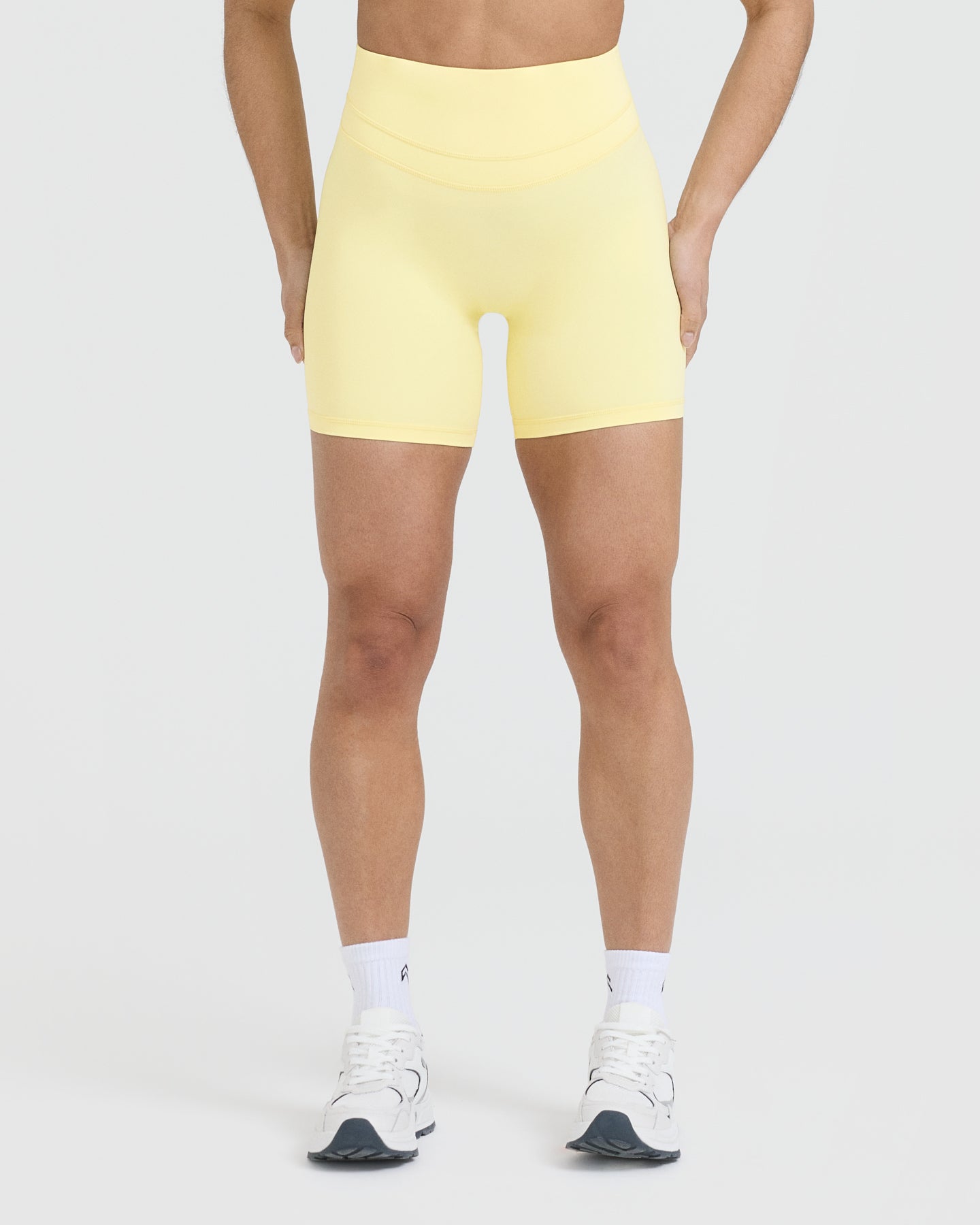 Unified High Waisted Workout Shorts for Women - 6 Inch Inseam, Sherbet Yellow | Perfect for Yoga, Running & Gym