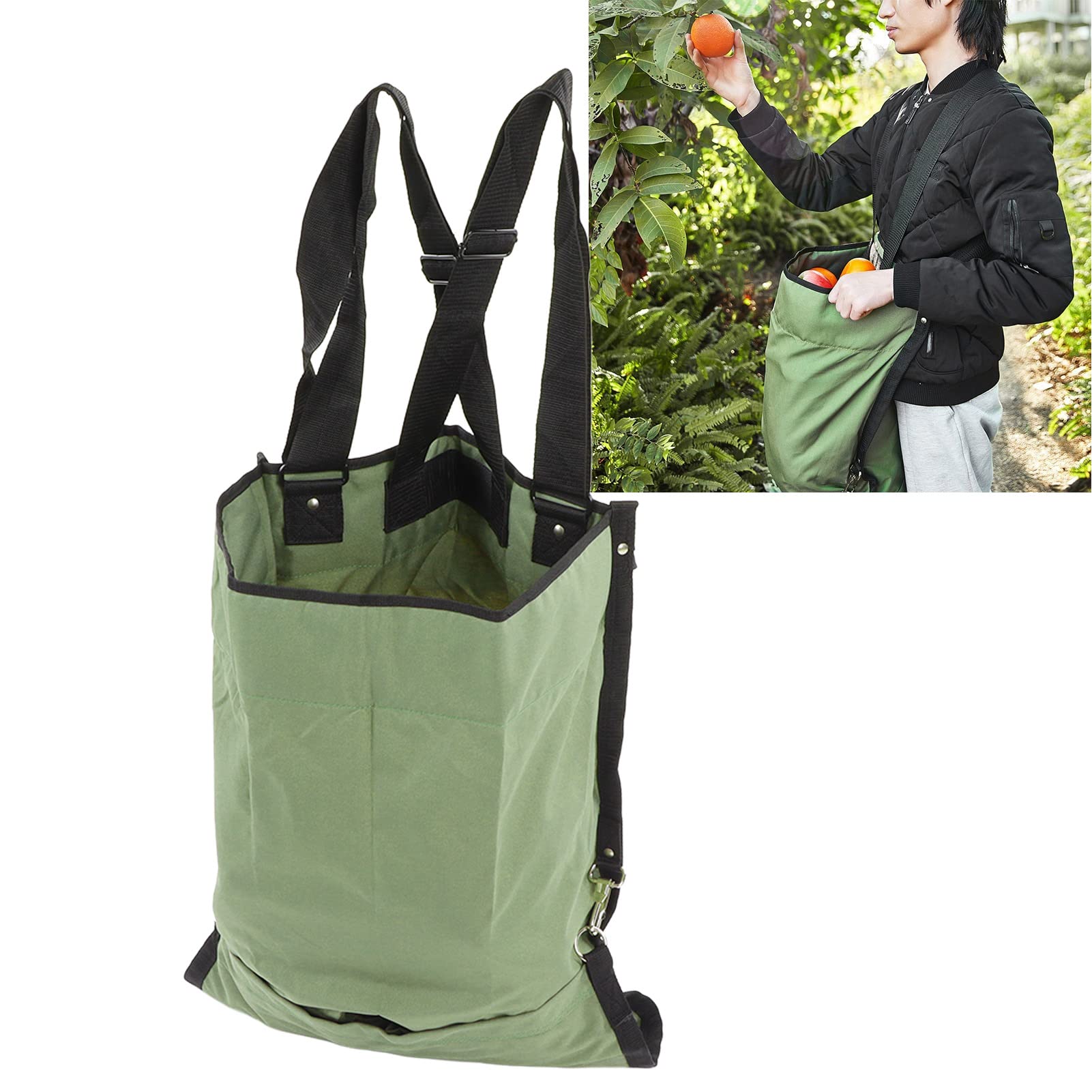 Harvest Apple Picking Bag - Durable 600D Oxford Cloth Adjustable Fruit Harvesting Apron with Double Buckles for Outdoor Orchard, Farm, and Garden Use - Perfect for Apple, Berry, and Vegetable Picking