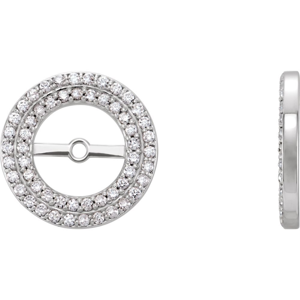 14K White Gold Diamond Earring Jackets Set - 6.80mm Polished Studs with 1/3CTW Diamonds | Perfect for Weddings, Anniversaries & Special Occasions | Jewelry By Lux