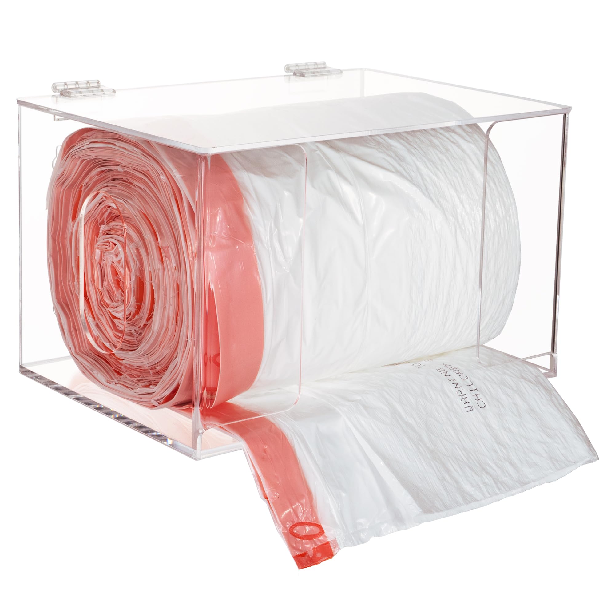 Extra Large Wall Mount Acrylic Trash Bag Holder Dispenser with Lid - Under Sink Garbage Bag Organizer for Laundry Room & Kitchen Storage - Fits Costco Trash Can Liners - Clear Plastic Waste Bag Dispenser (Perfect for Home, Office, and Commercial Use)