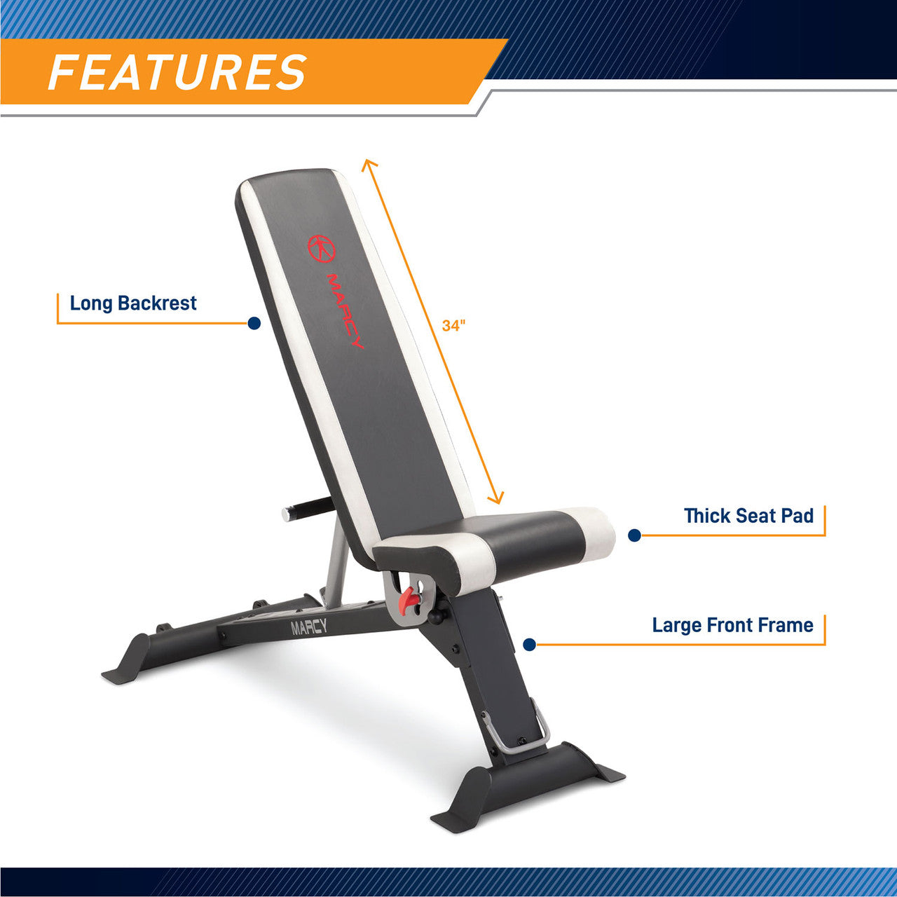 Marcy SB 670 Adjustable Weight Bench for Home Gym - Strength Training & Full Body Workouts - Perfect for Dumbbell Exercises, Sit-ups & More