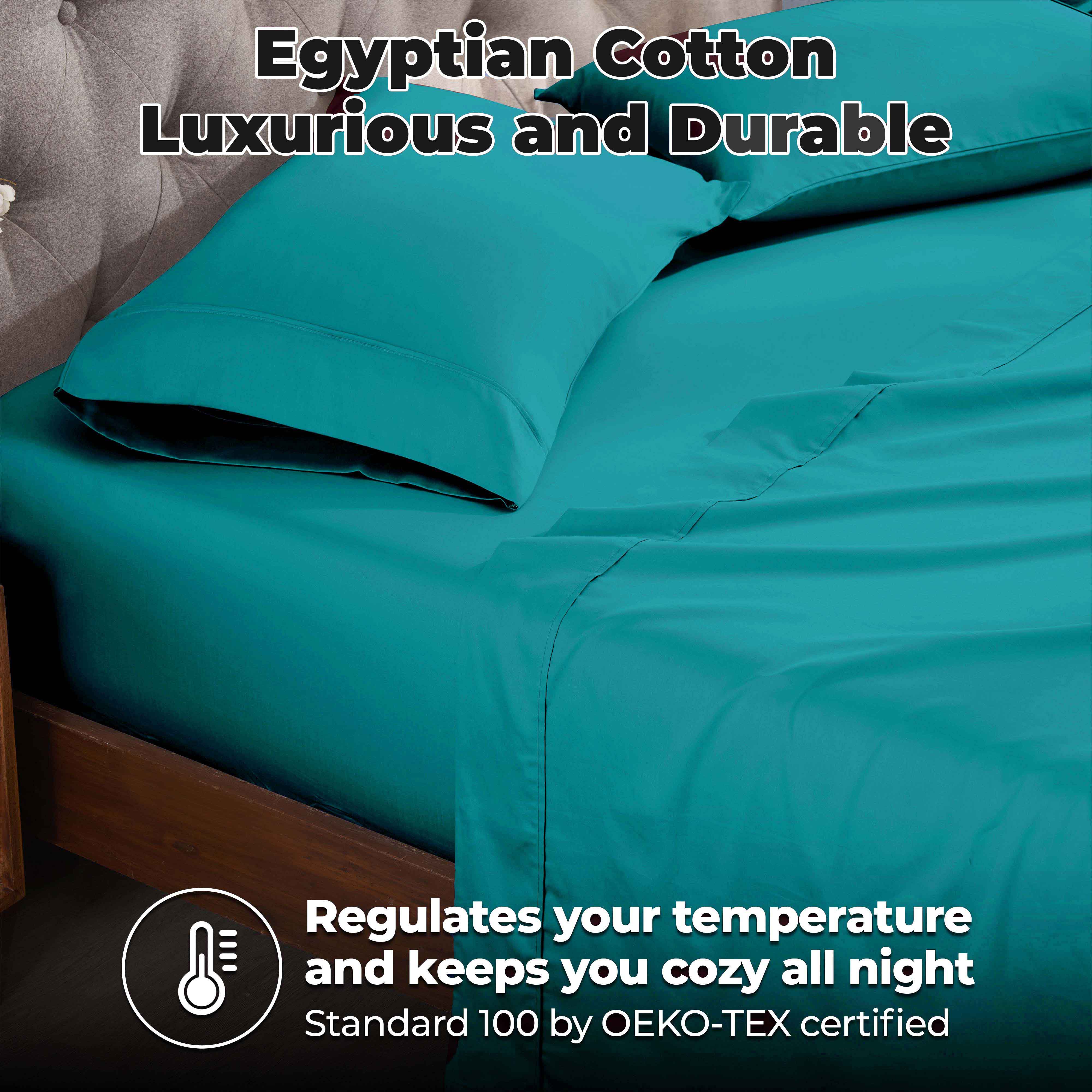 Premium 400 Thread Count Egyptian Cotton Bed Sheet Set - Soft, Breathable & Durable for Ultimate Comfort - Perfect for Luxury Bedrooms & Hotels