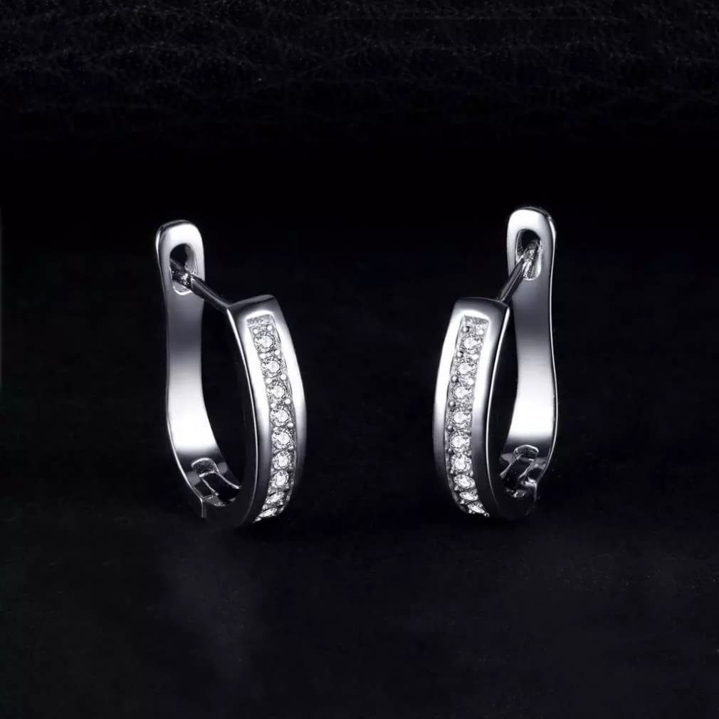 925 Sterling Silver Cubic Zirconia Huggie Earrings for Women - Elegant Bridal Wedding Clip-On Earrings | Perfect for Parties, Prom, Anniversary Gifts & Special Occasions