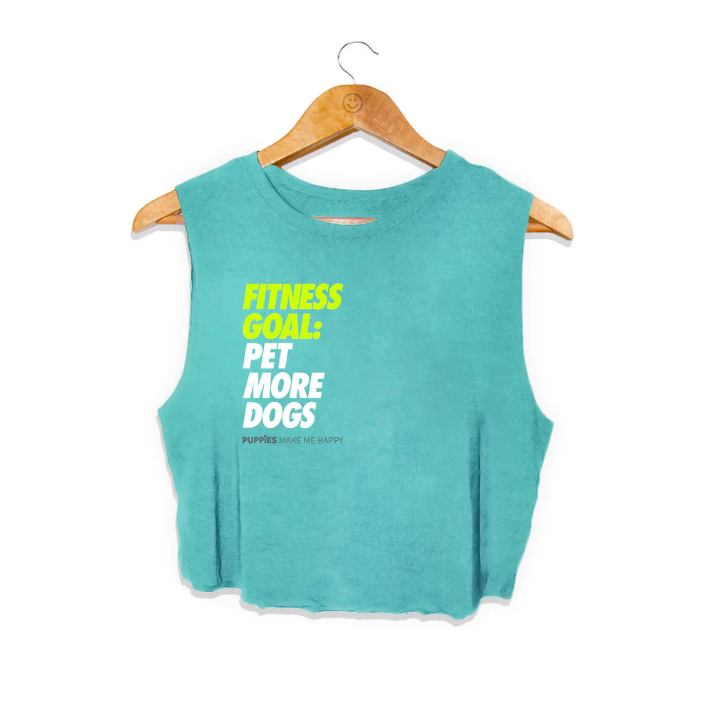 Fitness Goals Crop Top for Women - Perfect Gift for Dog Lovers & Dog Owners - Ideal for Yoga, Running & Gym Workouts