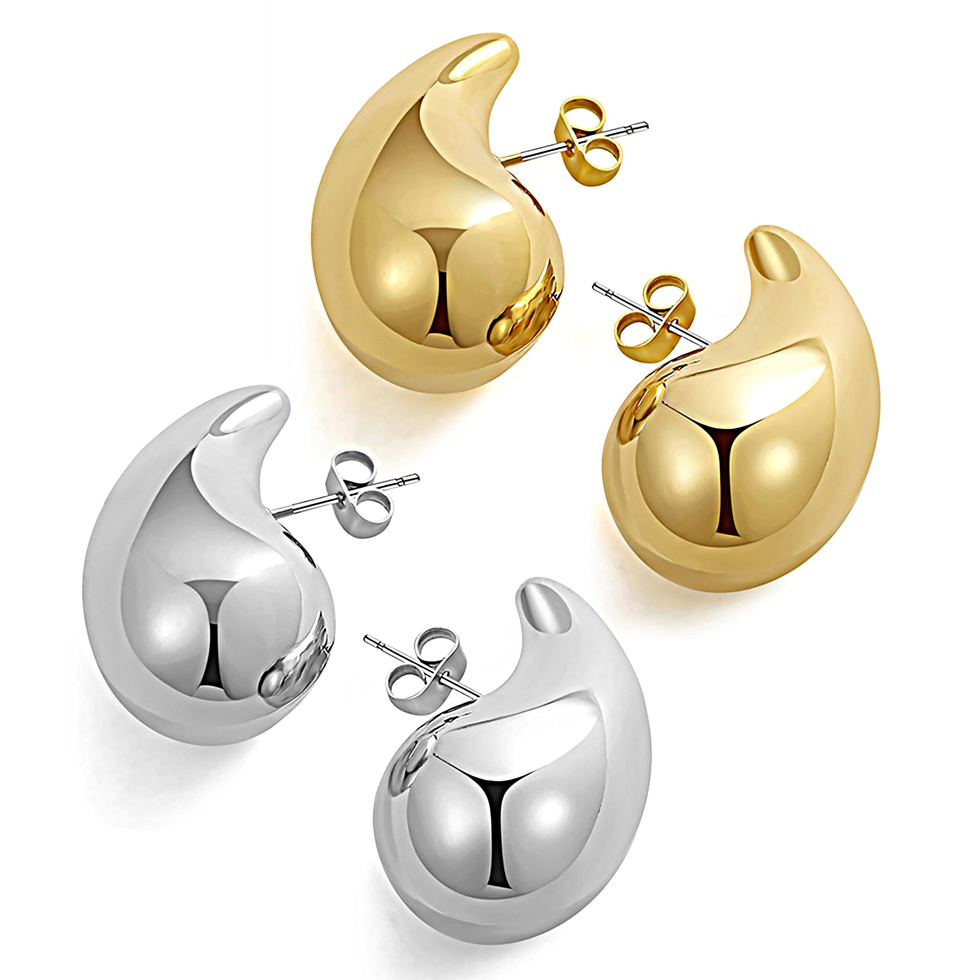 SLOONG Chunky Gold Teardrop Dangle Earrings for Women - 18K Gold Plated Lightweight Hypoallergenic Jewelry with 925 Sterling Silver Earring Needles | Perfect for Parties, Weddings & Everyday Wear