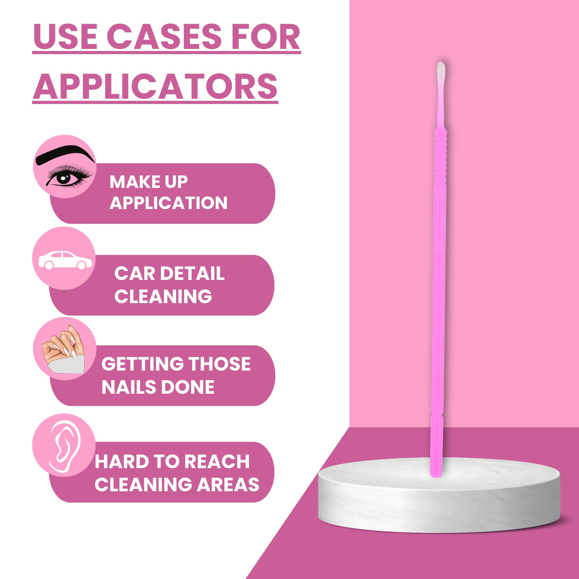Disposable Micro Applicator Brushes for Makeup, Eyelash Extensions & Mascara - 100 Count Pink Micro Brushes for Precise Application - Perfect for Professional Salons & DIY Beauty Care