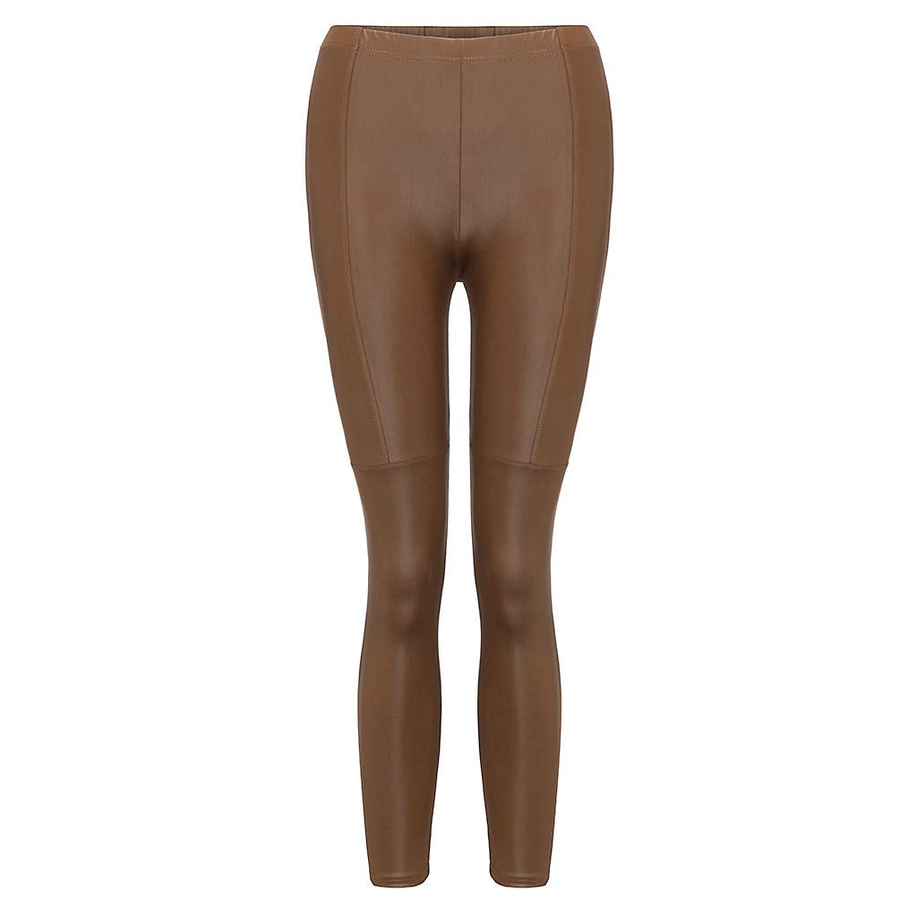 Posijego Women's Patchwork Leather Tunic Pants - Winter Warm Fleece Lined Leggings for Women | Casual Chic Outfit for Fall Fashion, Work & Date Night