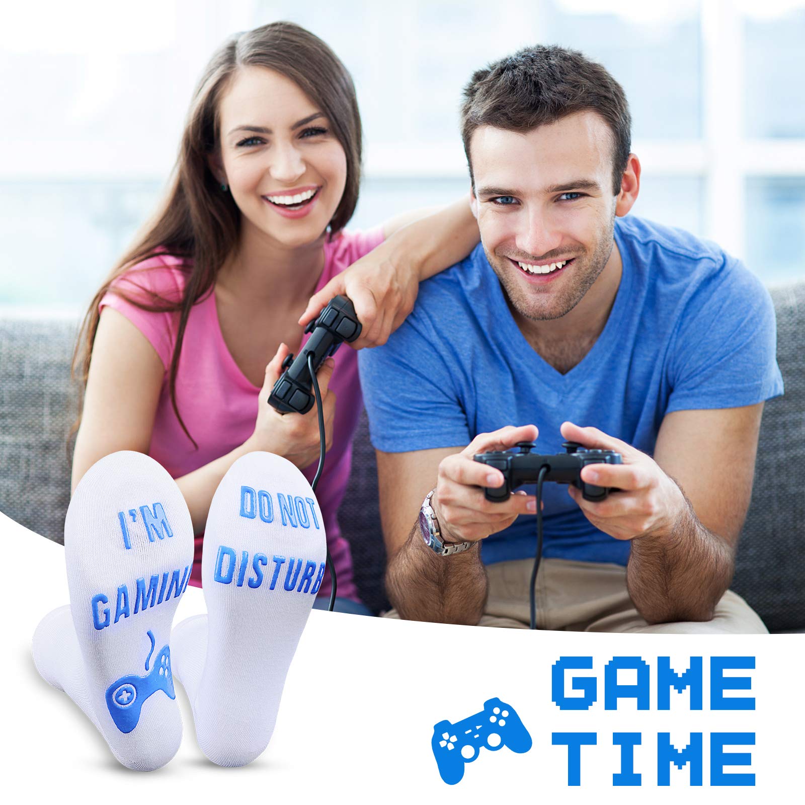 QAPIZM Do Not Disturb I'm Gaming Socks for Men - Funny Valentine's Day Gifts for Boyfriend, Dad, Husband & Gamer - Cool Novelty Socks for Video Game Lovers - Perfect for Gaming Sessions, Birthday Presents & Casual Wear