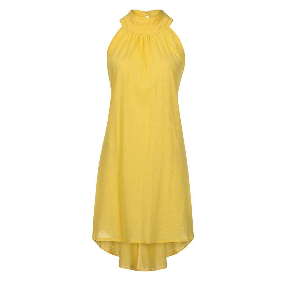 Women's Halter Neck Summer Dress - Sleeveless High Neck Cocktail & Casual Sundress with Loose Fit & Irregular Hem    Perfect for Beach Parties, Vacations, Outdoor Events & Everyday Wear