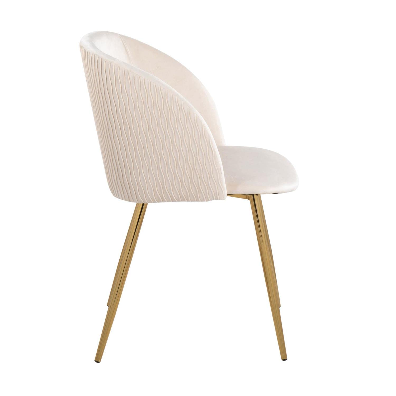 LumiSource Fran Pleated Waves Chair - Set of 2 Modern Upholstered Dining Chairs with Wave Design for Kitchen, Dining Room & Home Decor | Comfortable Seating for Family Meals & Entertaining Guests