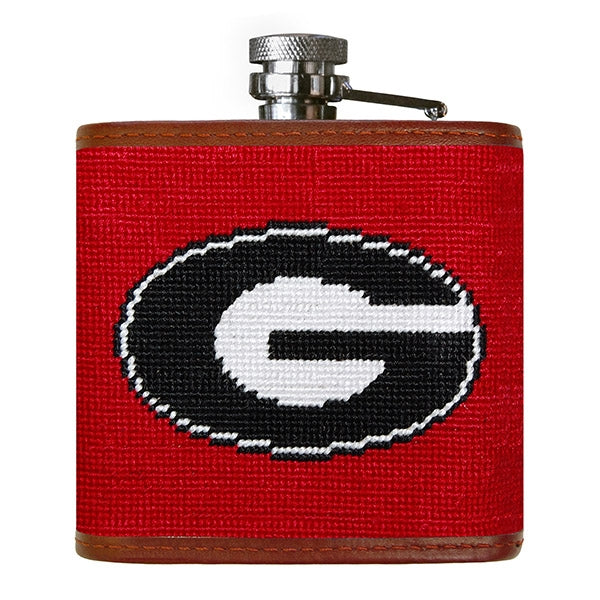 Georgia Needlepoint Flask - Elegant Personalized Monogrammed Hip Flask for Whiskey & Liquor - Perfect for Weddings, Gifts & Outdoor Adventures