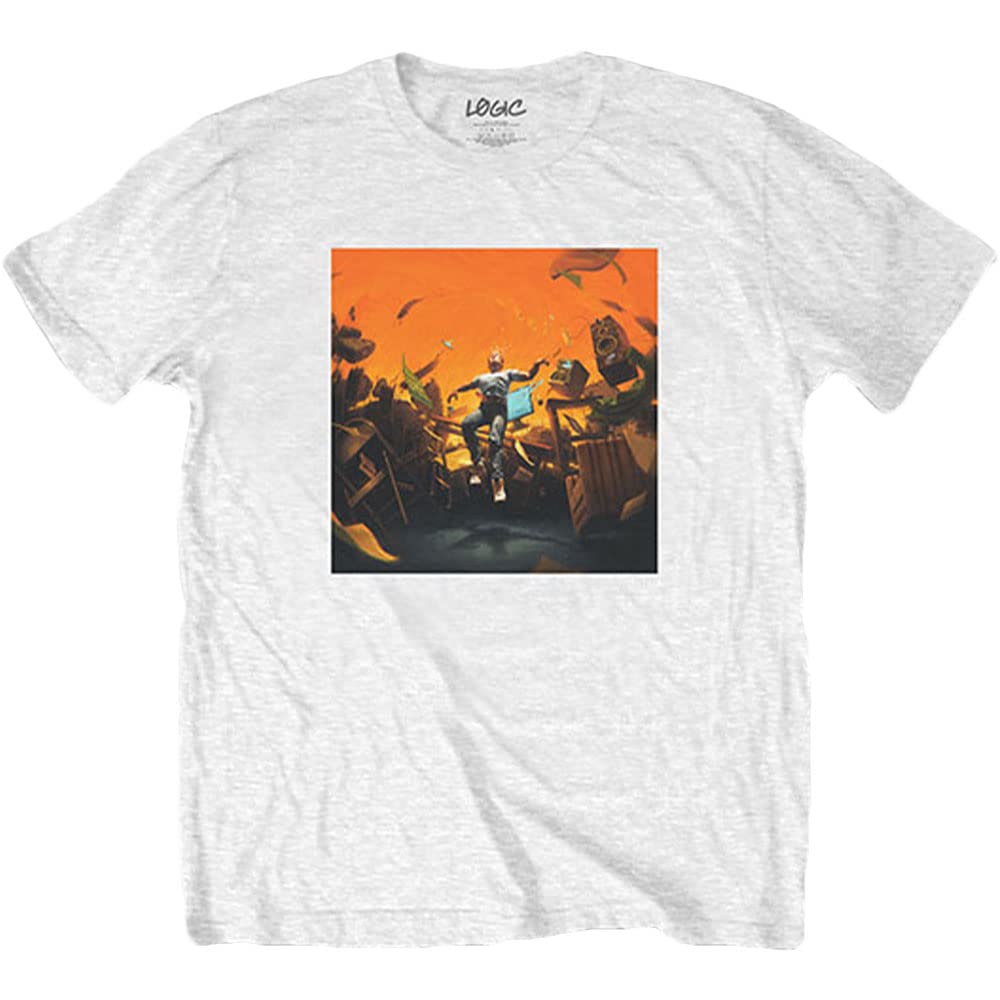 Official Logic No Pressure Logo Men's T-Shirt - White, Size M - Perfect for Concerts, Casual Wear & Fan Merchandise