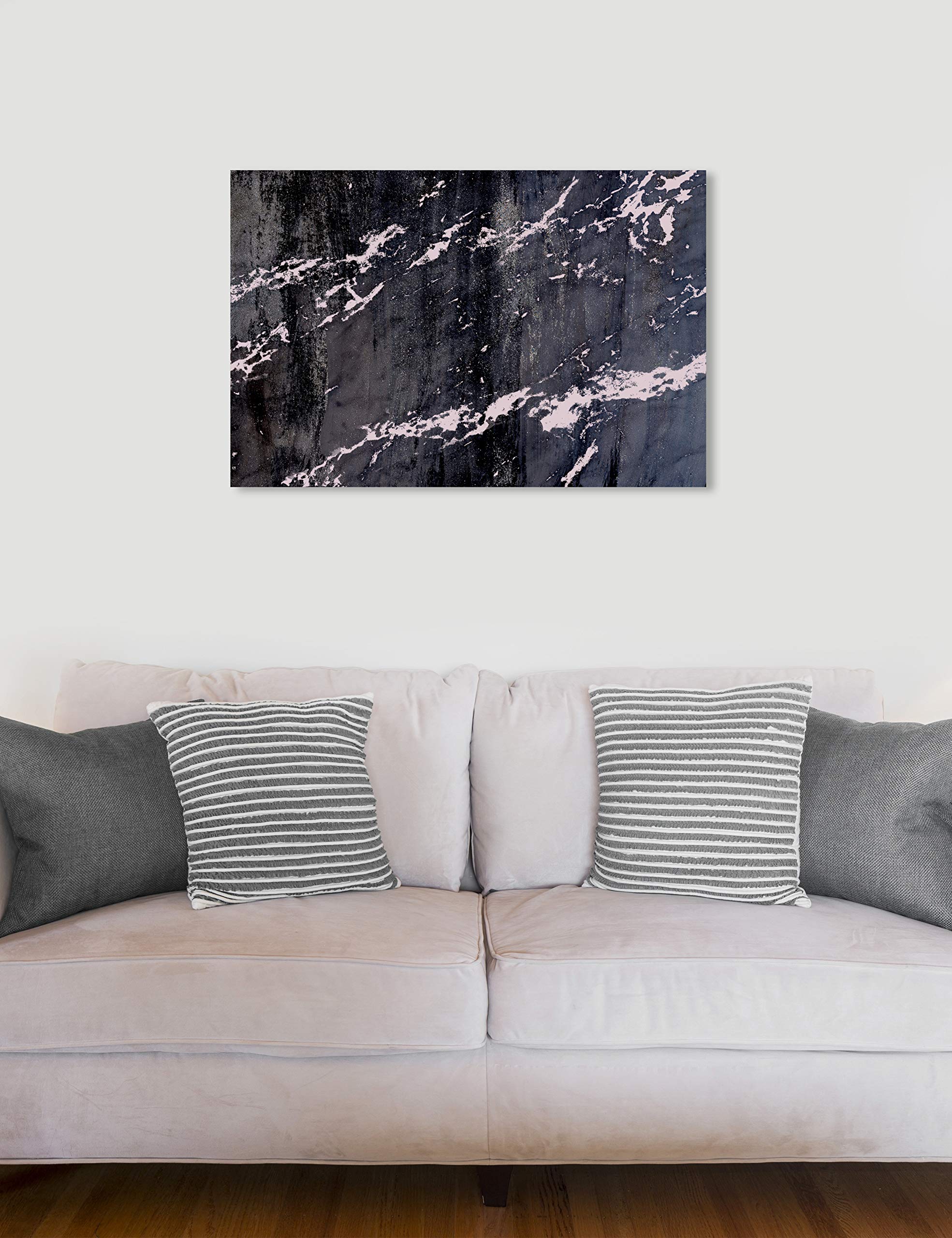 Abstract Wall Art Canvas Prints 'Alabaster and Blush' - 36x24 Inch Modern Home Decor for Living Room, Bedroom & Office - Black & White Framed Artwork by Oliver Gal Artist Co.