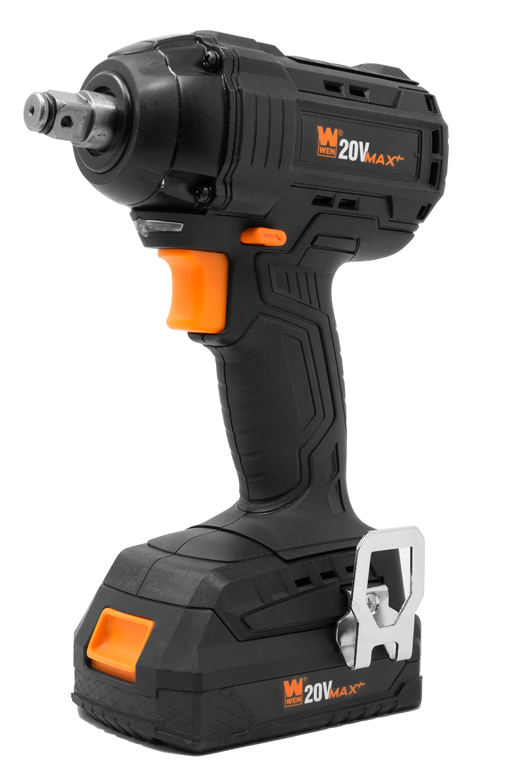 WEN 20V Max Brushless Cordless Impact Wrench Kit with 2.0Ah Lithium-Ion Battery & Fast Charger (20107) - Perfect for Automotive Repairs, DIY Projects & Construction Work