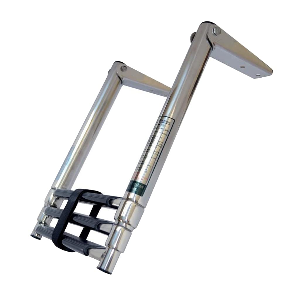 3-Step Telescoping Boat Ladder - Anti-Corrosion Marine Folding Ladder for Boats, Docks & Water Sports | Heavy Duty Aluminum Alloy Design