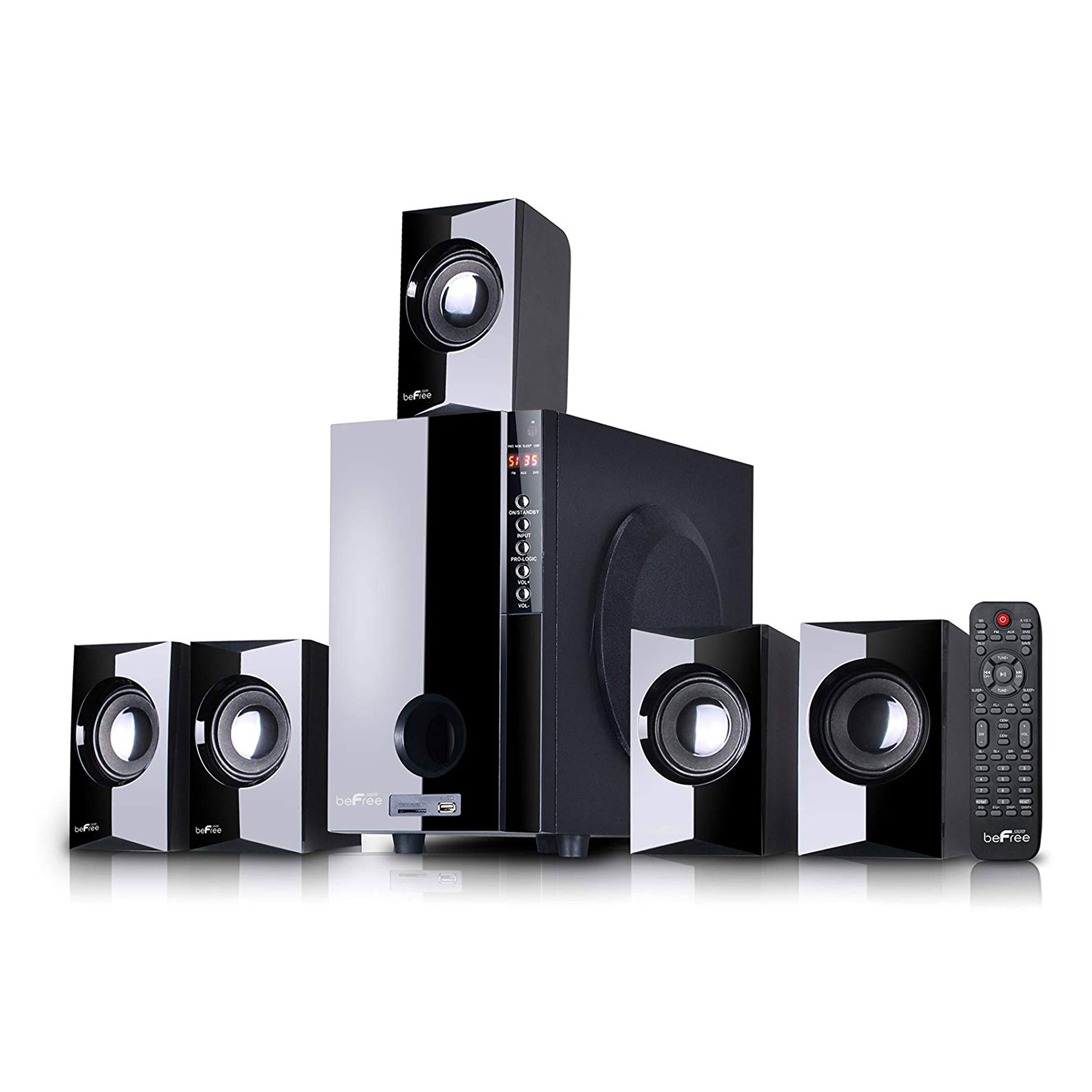 beFree Sound 5.1 Channel Bluetooth Surround Sound Speaker System - Wireless Home Theater Audio for Movies, Gaming & Music (Black)