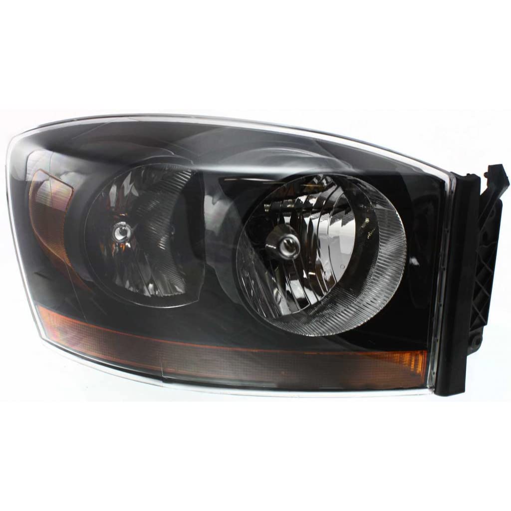 2006 Dodge Ram 1500 Passenger Side Headlight Assembly - Black Housing with Bulbs | CAPA Certified | CH2519115, 55372814AB, 55372814AA | Perfect for Night Driving & Vehicle Upgrades