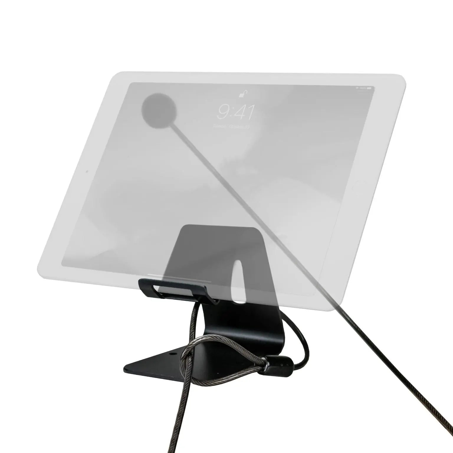 Secure Tablet Stand with Anti-Theft Cable - Heavy Duty Desktop Mount for iPad, Samsung, Fire HD - Perfect for Retail, Office & Public Display Security
