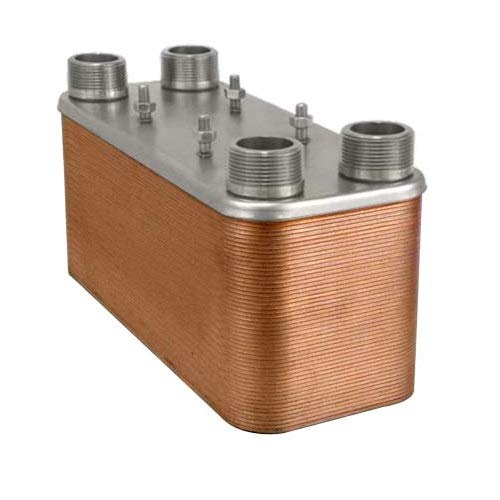Stainless Steel Brazed Plate Heat Exchanger 5x12 Inch 90 Plates - Water to Water Heat Transfer for Hydronic Heating, Pool Heating & Solar Thermal Systems - 1.25 Inch MPT Ports