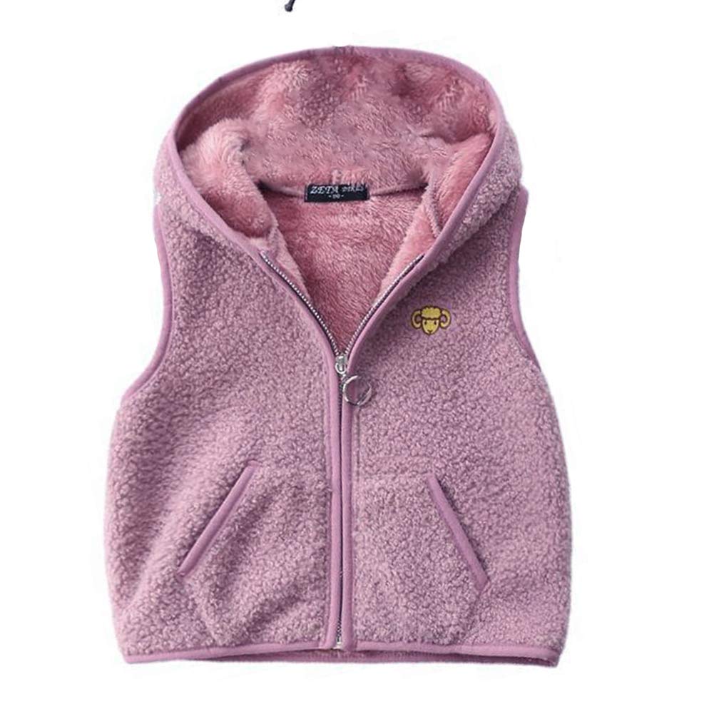 Happy Cherry Girls Reversible Polar Fleece Vest - Cartoon Zipper Hooded Waistcoat for Winter Outdoor Activities and Casual Wear