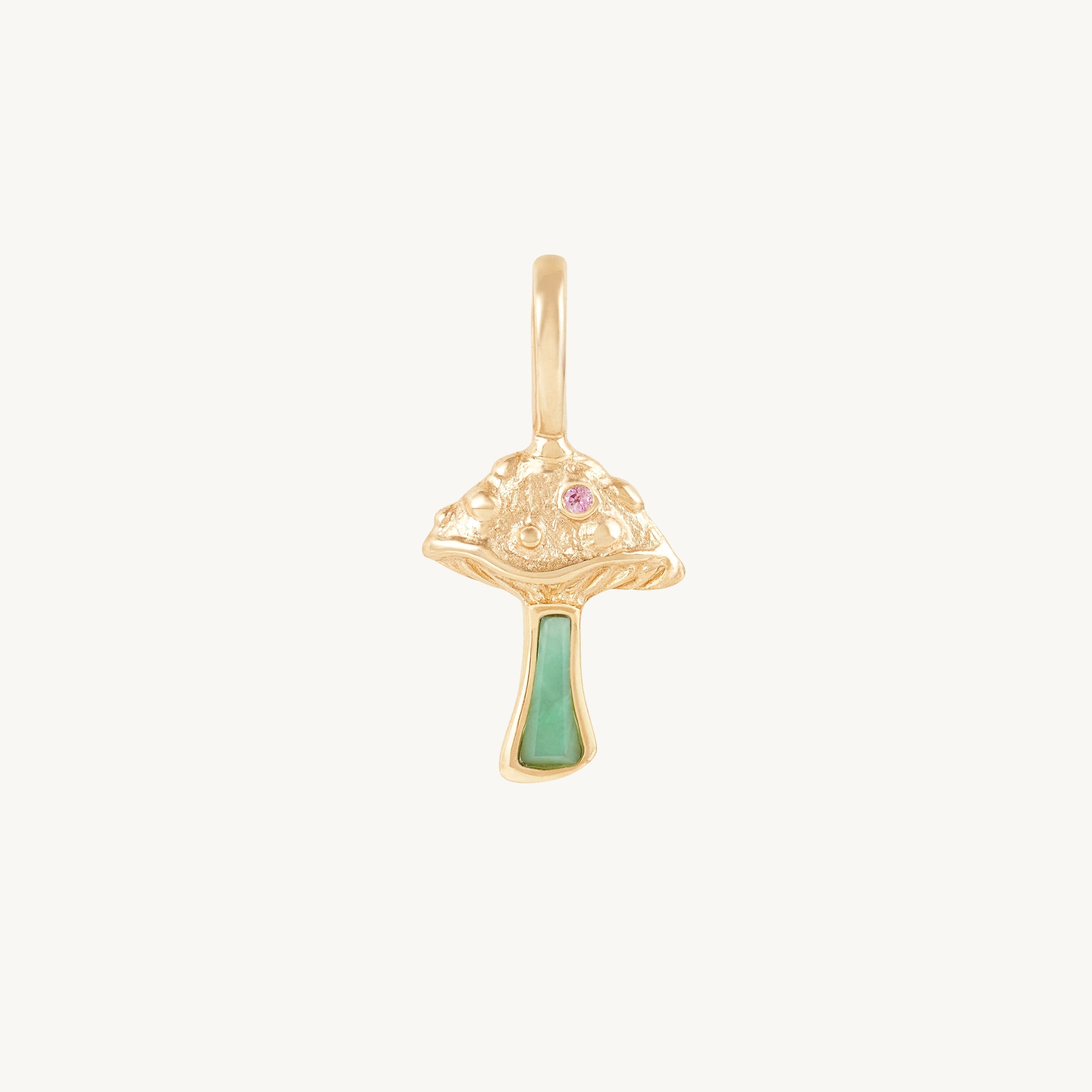 Wild Fortune Mushroom Charm - 10K Yellow Gold & Chrysoprase Pendant for Good Luck & Protection | Perfect for Necklaces, Bracelets & Spiritual Jewelry