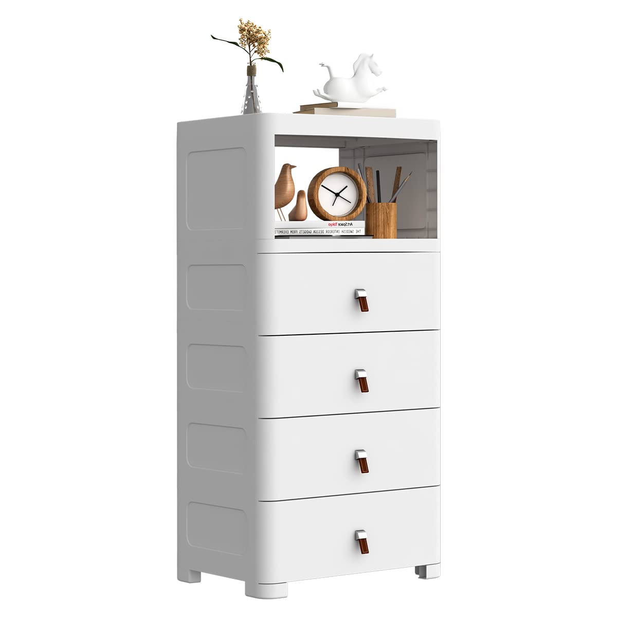 5-Drawer Plastic Storage Dresser - White, 21.6