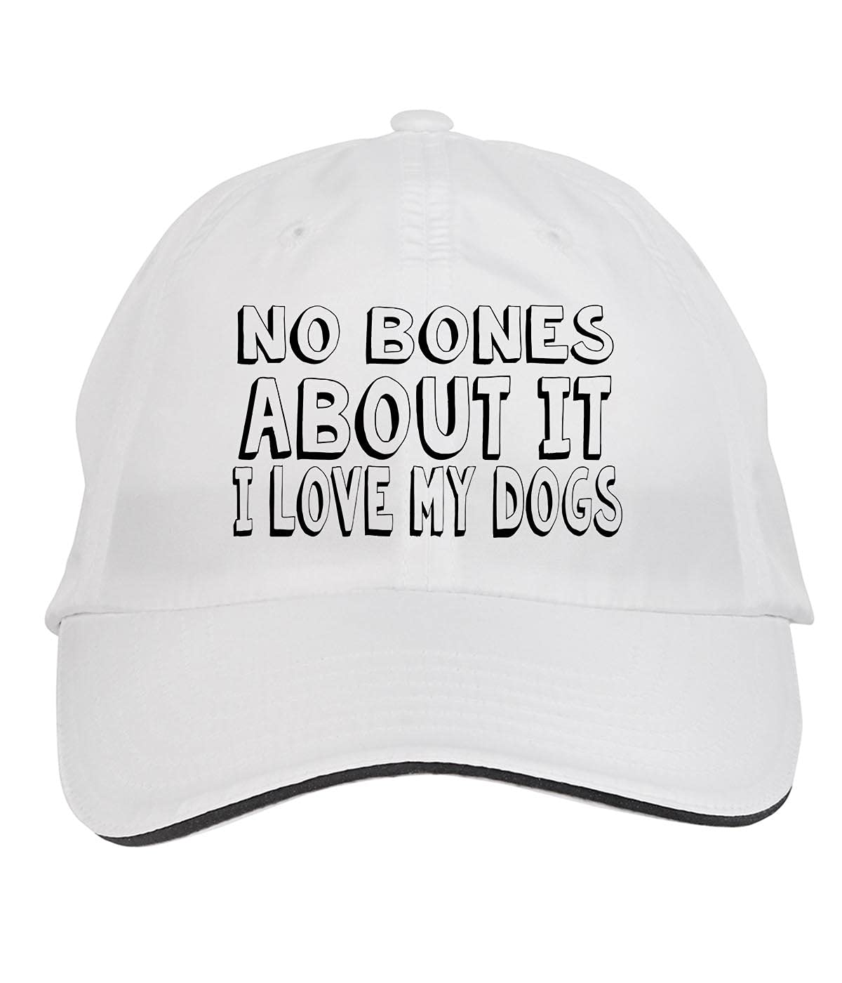 Makoroni - NO Bones About IT I Love My Dogs Adjustable Baseball Cap for Men & Women - Breathable Cotton Hat for Dog Lovers, Pet Owners - Perfect for Walking, Training, Outdoor Activities (White)