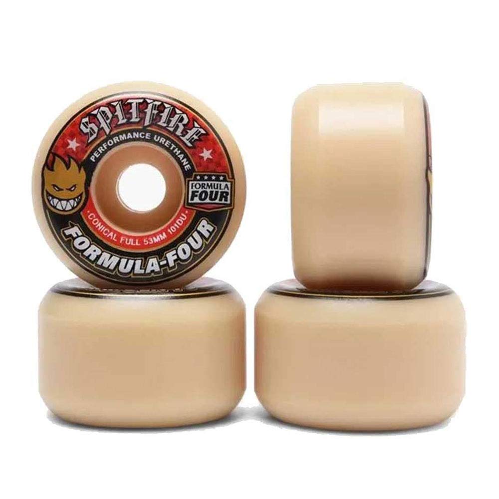 Spitfire Formula Four Skateboard Wheels - Set of 4 (99a, 53mm) | High-Performance Urethane Wheels for Street & Park Skating | Perfect for Tricks, Vert & Smooth Rides