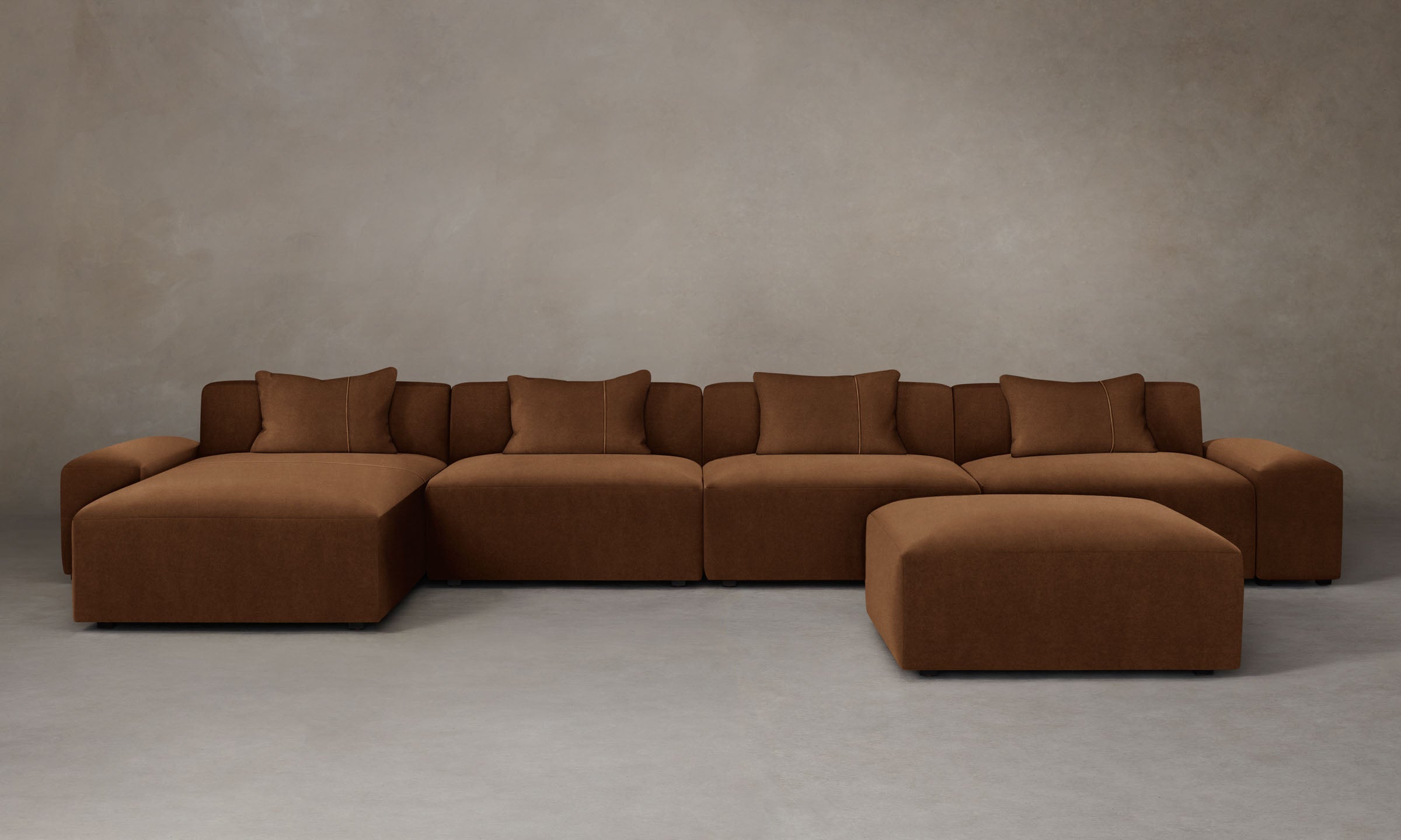 Breuer Modular Sectional Sofa - Performance Velvet in Cider Color - Perfect for Living Room, Lounge & Home Theater Comfort