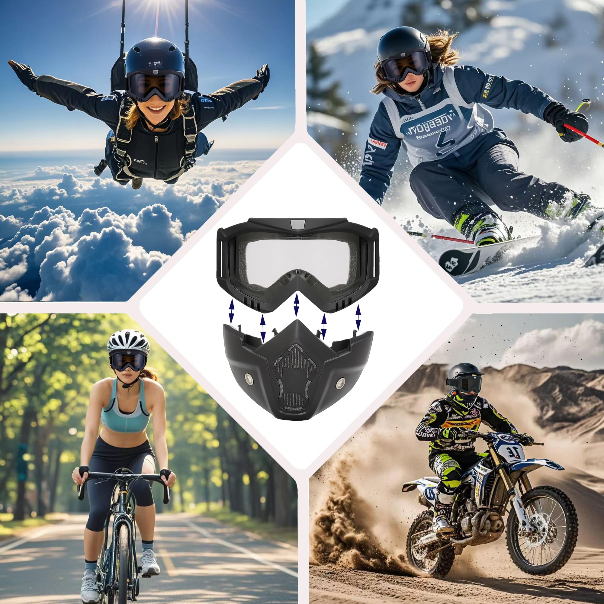 Tactical Full Face Airsoft Mask - Paintball & Motorcycle Helmet Goggles with Removable Face Shield for Men & Women - Perfect for Airsoft Games, Paintball Battles & Motorcycle Riding