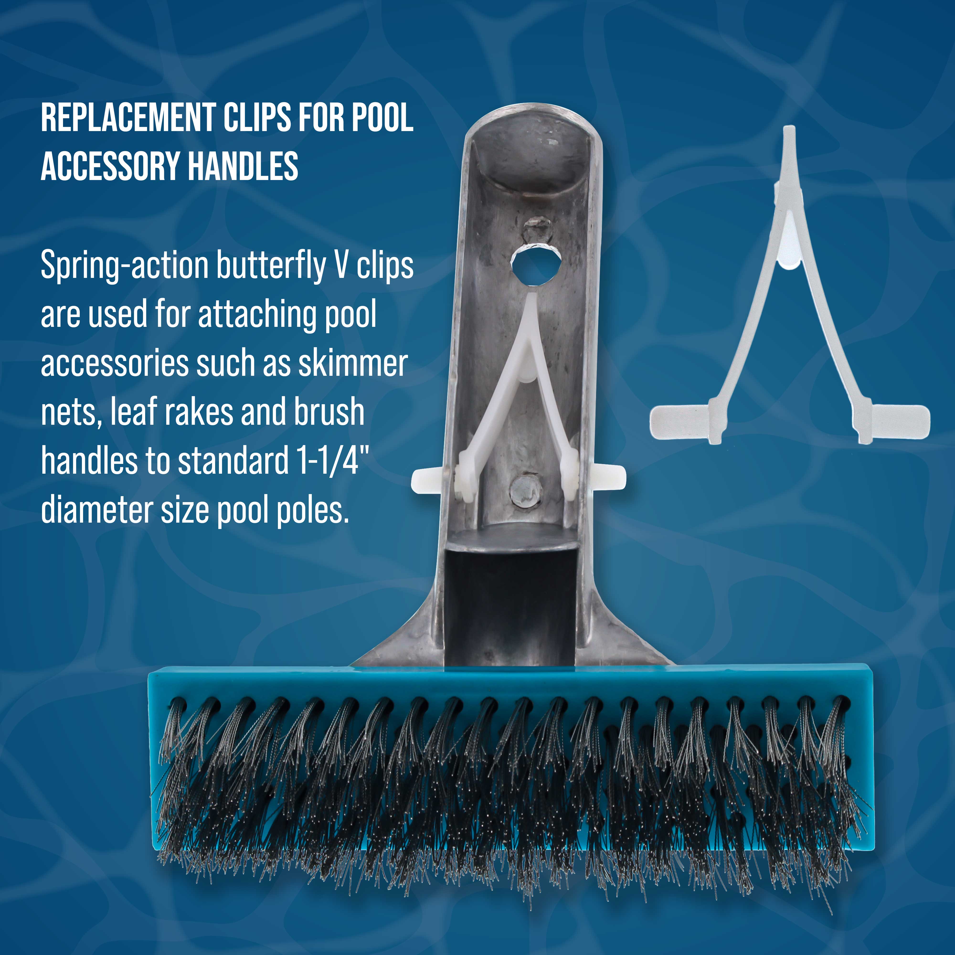 U.S. Pool Supply 8-Pack Butterfly V Clips - Durable Plastic Replacement Clips for Skimmer Nets, Leaf Rakes, Brushes & Pool Vacuums | Perfect for Pool Maintenance & Cleaning Accessories