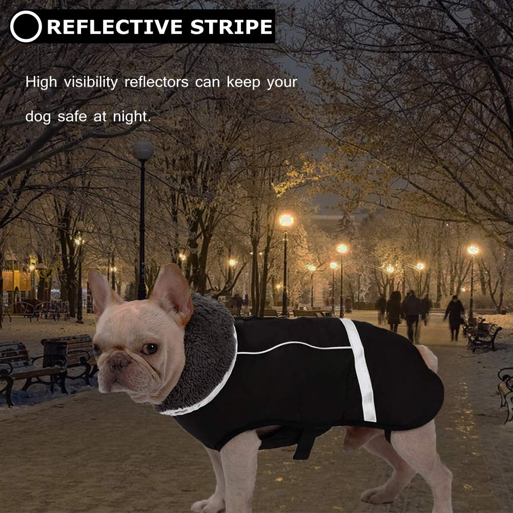 QBLEEV Reflective Waterproof Dog Winter Coat - Fleece Lined Warm Dog Jacket with Turtleneck for Small, Medium & Large Dogs - Cold Weather Snowsuit & Christmas Pet Apparel for Outdoor Walks & Winter Adventures