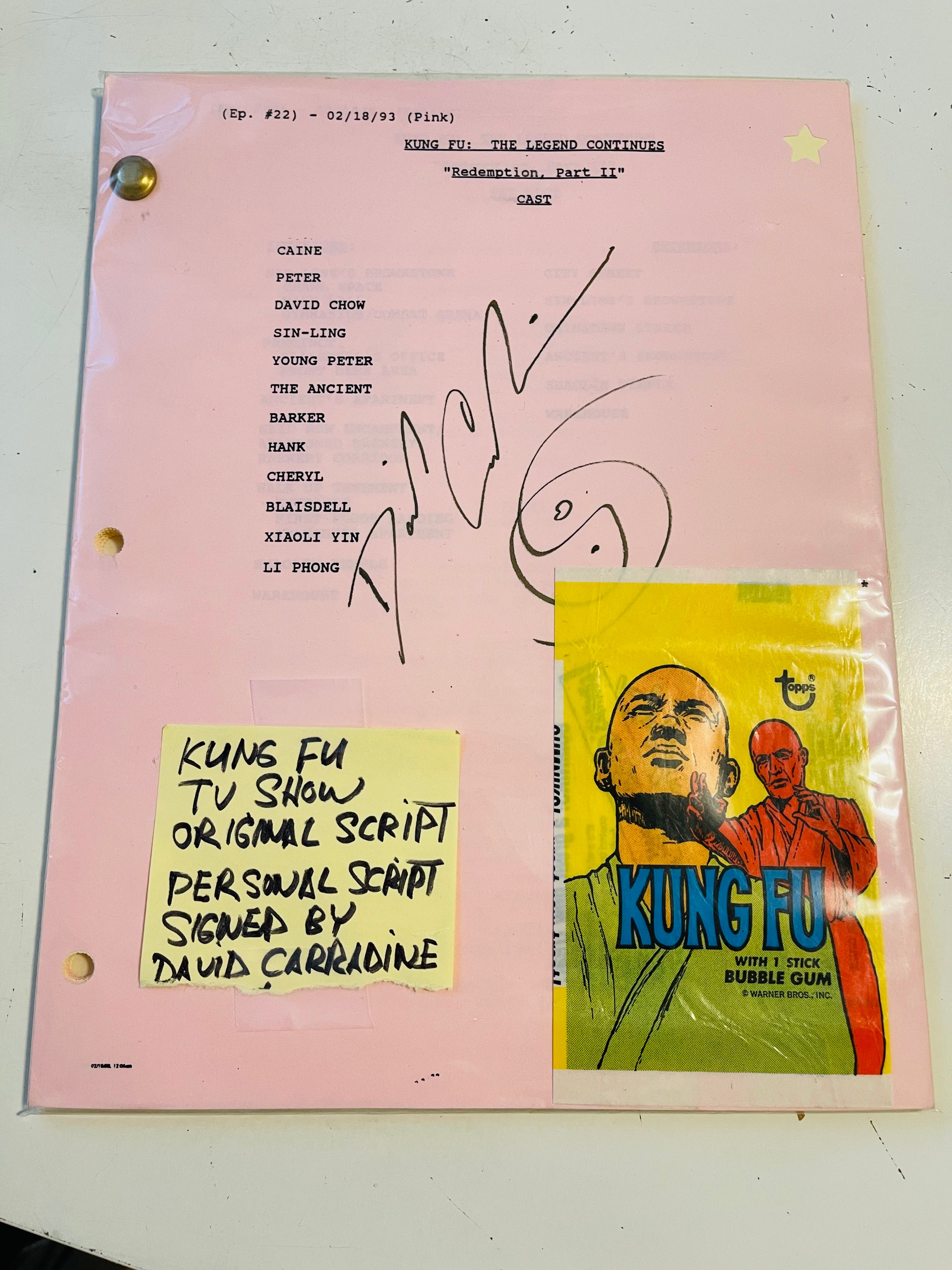 Original Kung Fu David Carradine Autographed Shooting Script with COA - Rare Collectible for TV Memorabilia Fans & Martial Arts Enthusiasts