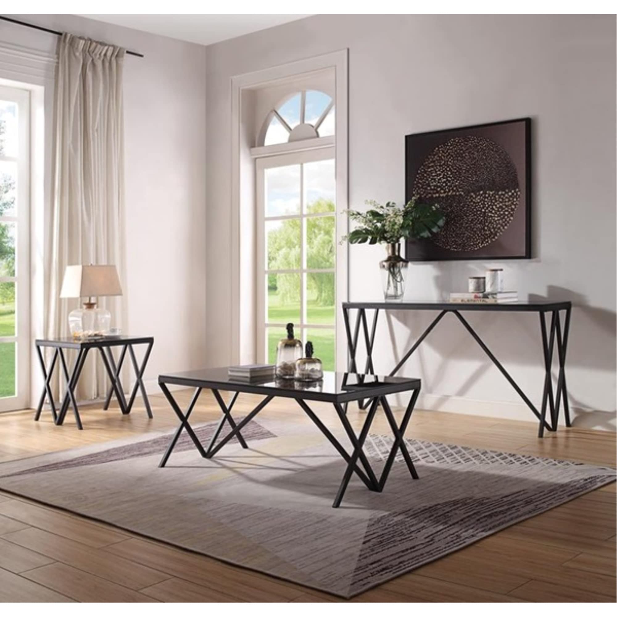 Modern Black & Glass End Table - Stylish Nightstand for Living Room, Bedroom, or Office - Compact Side Table with Tempered Glass Top for Coffee, Books & Decor