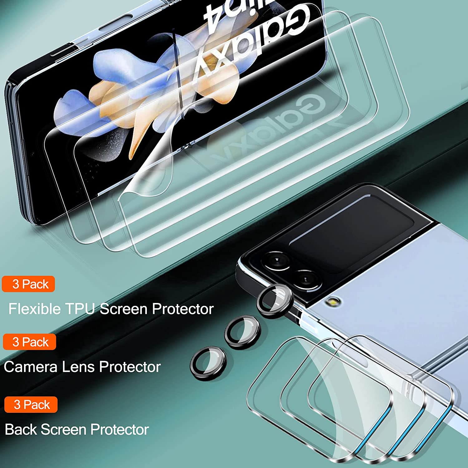 Samsung Galaxy Z Flip 4 5G Screen Protector - Flexible Film Camera Lens Protector with Case Friendly Design for Foldable Phone - Perfect for Daily Use, Travel & Outdoor Protection