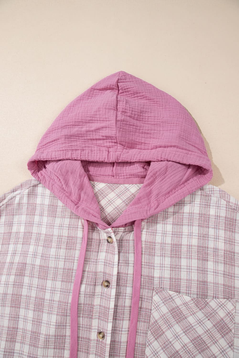 Bonbon Plus Size Plaid Hooded Shirt for Women - Cozy Flannel Oversized Button-Up Top - Perfect for Casual Outfits, Layering & Outdoor Activities