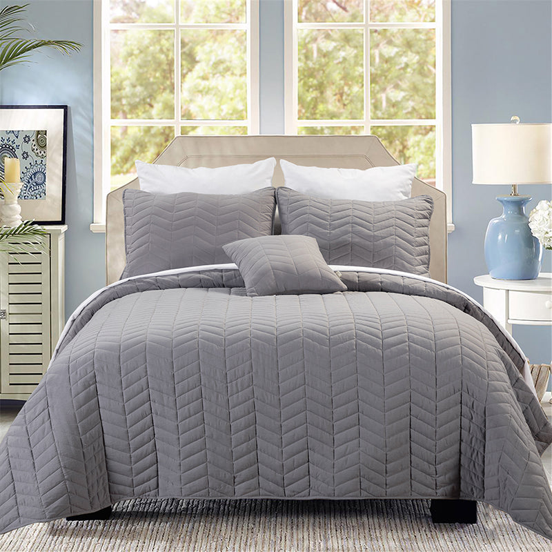 Premium Camilo Microfiber 4-Piece Quilt Set - Soft & Breathable Bedding for All Seasons | Perfect for Master Bedroom, Guest Room & Dorm Decor