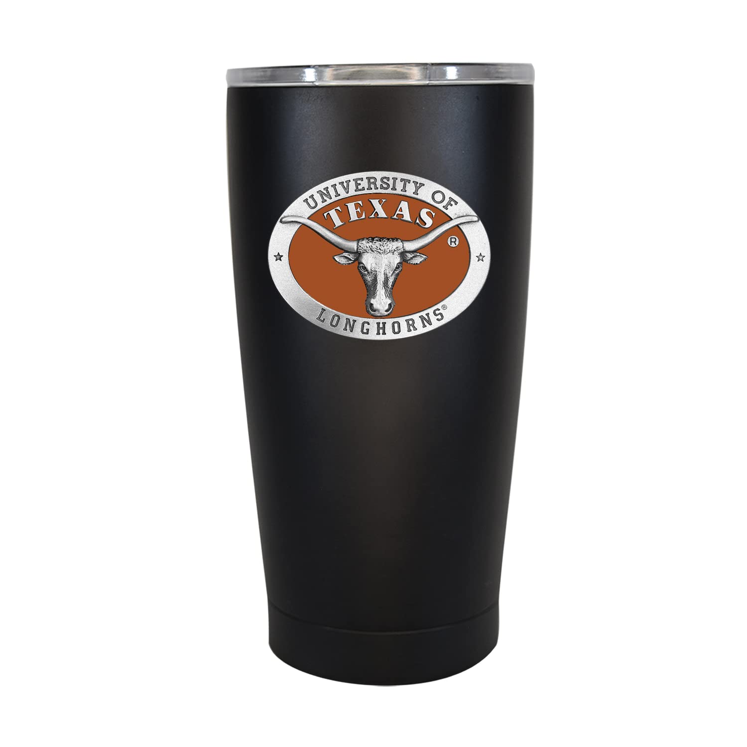 Texas 15 oz. Insulated Tumbler Cup - Black | Stainless Steel Thermal Travel Mug for Hot & Cold Drinks | Double-Wall Vacuum Coffee Cup with Metal Pewter Inlay | Perfect for Office, Commuting & Outdoor Adventures