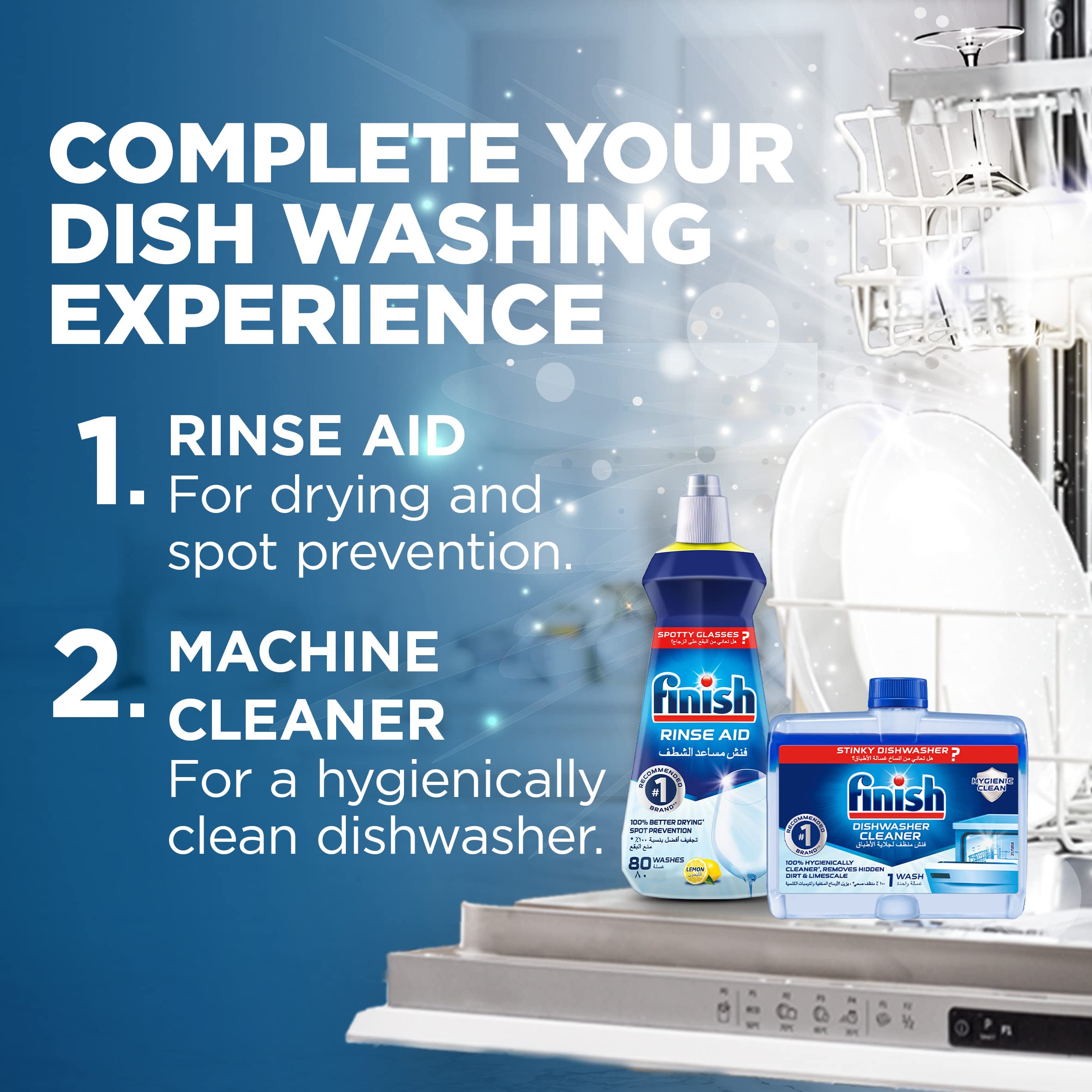 Finish Dishwasher Liquid Cleaner - 250ml | Powerful Dishwashing Detergent for Sparkling Clean Dishes | Perfect for Daily Use in Homes & Restaurants