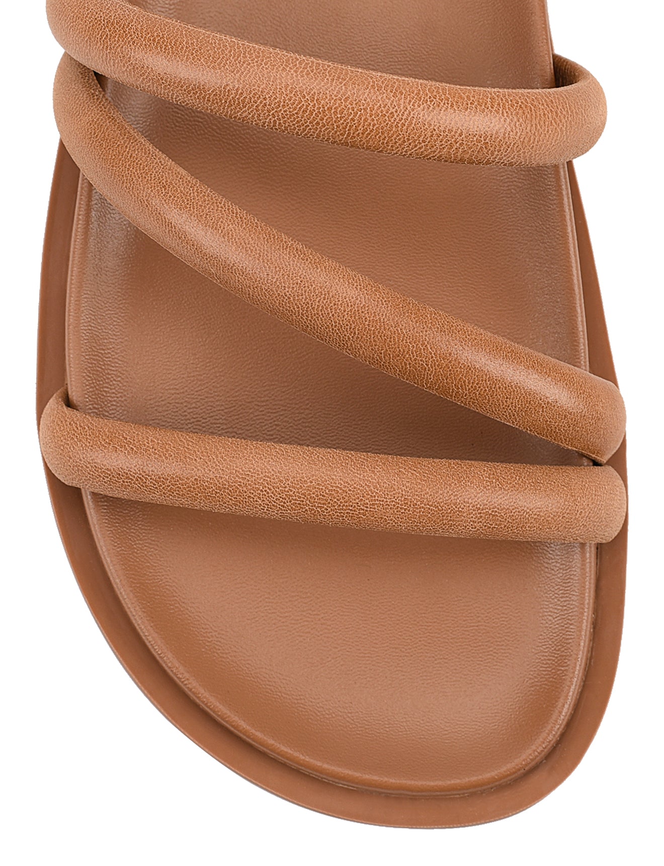 Lane Strappy Footbed Slides - Tan Leather Sandals for Women | Comfortable Summer Slides for Beach, Pool, and Casual Wear