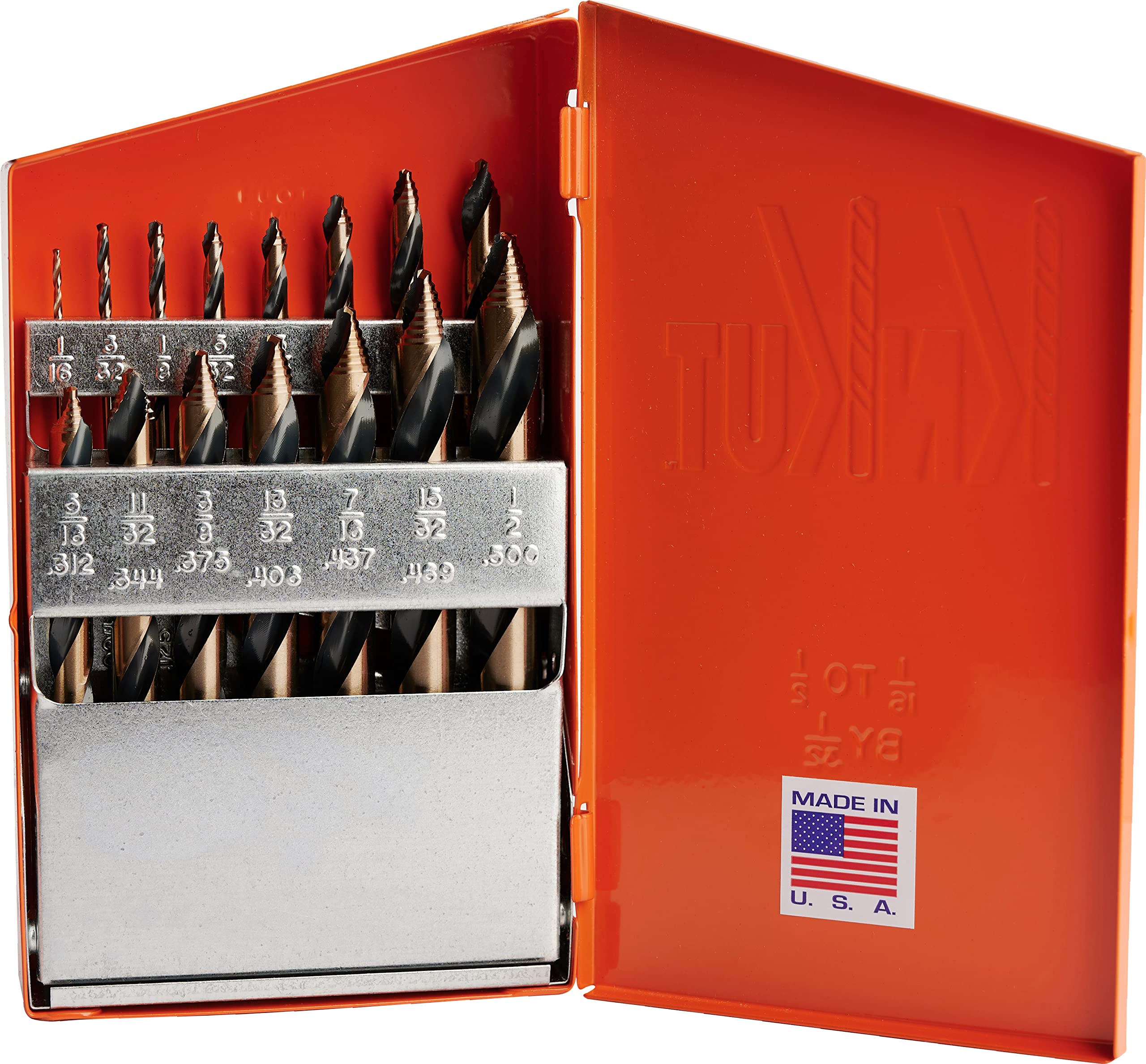 KnKut 15-Piece Mechanics Length Step Point Drill Bit Set (1/16