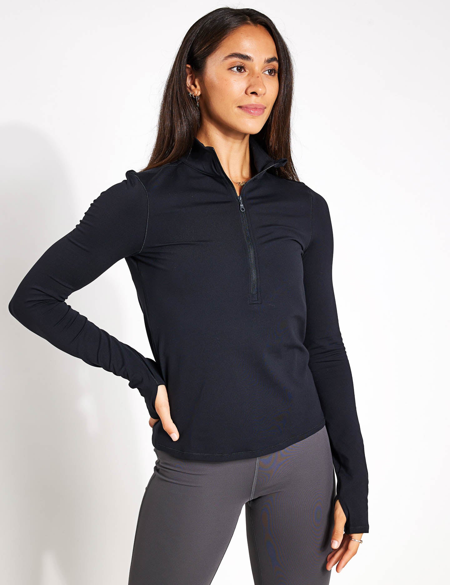 ReSet Mock Neck Half Zip Pullover Sweatshirt for Men & Women - Soft & Comfortable Black Fleece Top for Casual Wear, Workout & Outdoor Activities