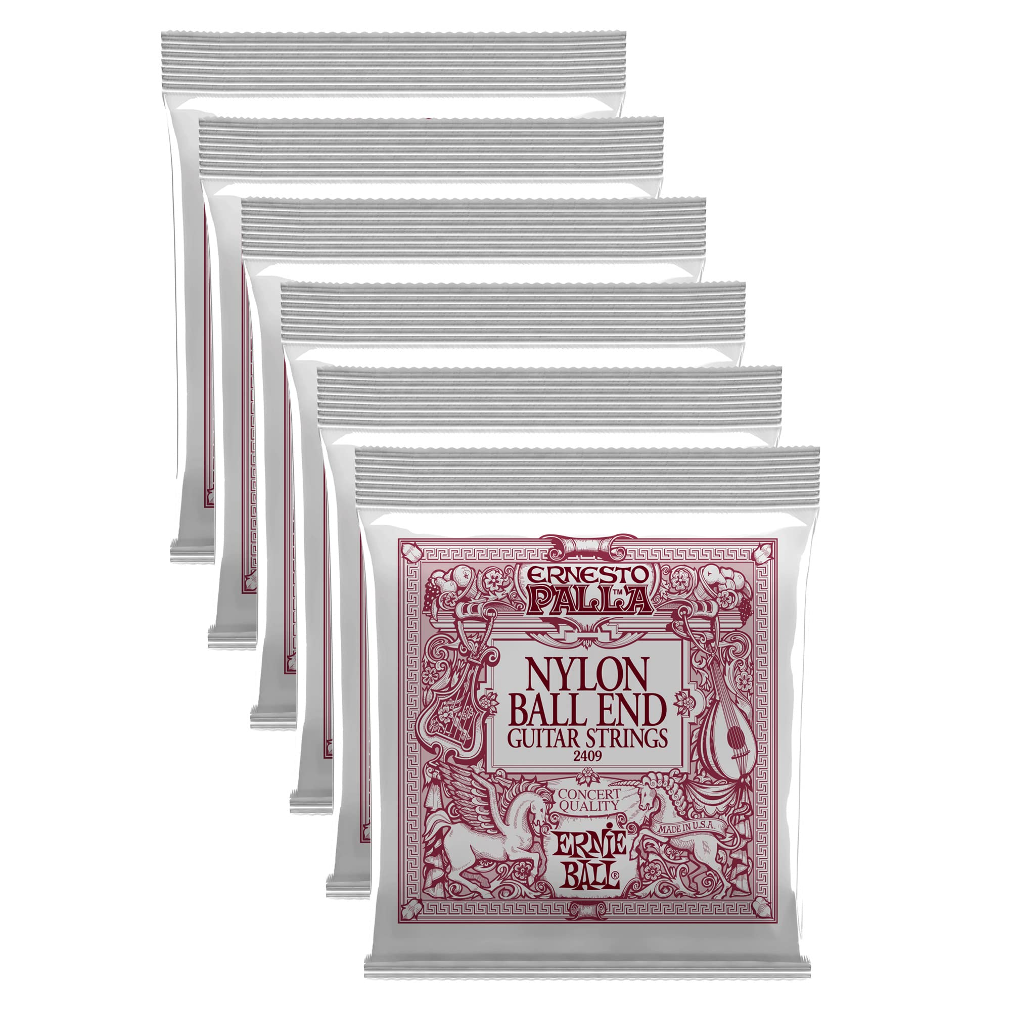 6-Pack Ernie Ball Ernesto Palla Nylon Ball End Acoustic Guitar Strings - Perfect for Classical & Flamenco Guitar Players