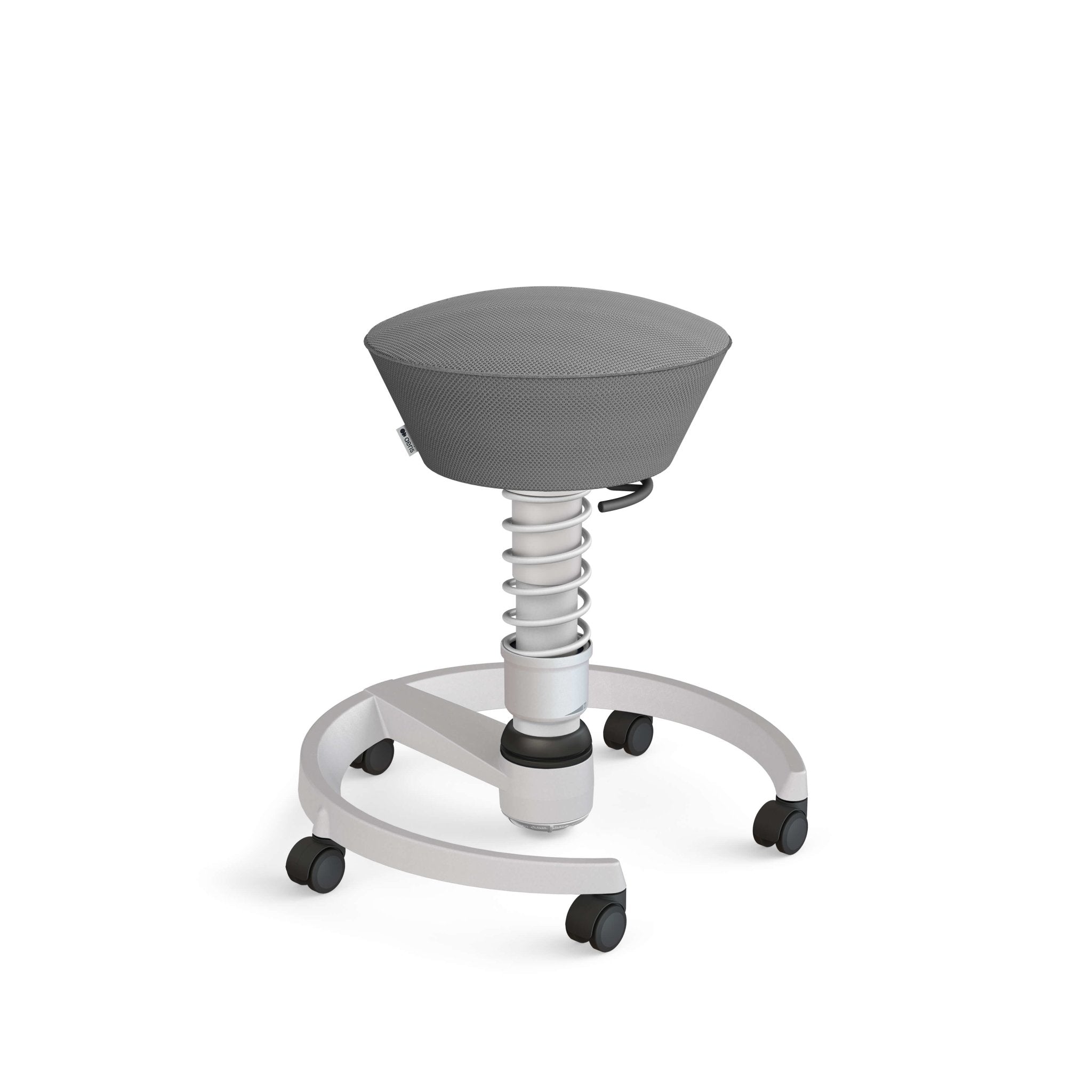 Aeris Swopper Active Sitting Stool with Casters - Light Grey Metallic Finish for Office, Home & Ergonomic Workspace