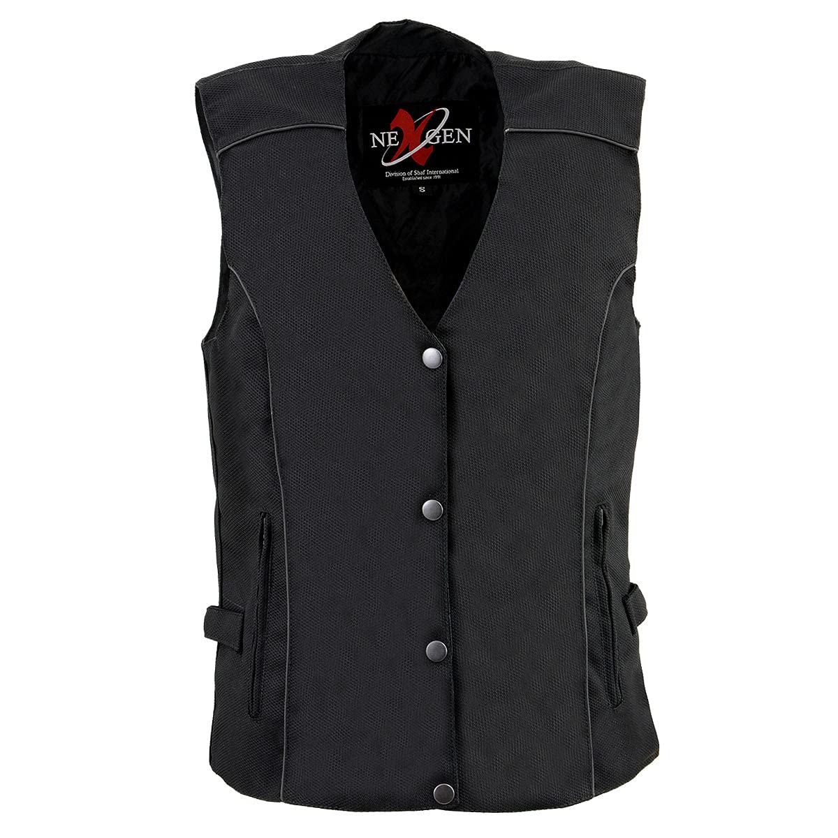 Milwaukee Leather SH1955 Women's Black Textile Vest with Wing Embroidery - Stylish Motorcycle Riding Gear for Ladies Biker Fashion