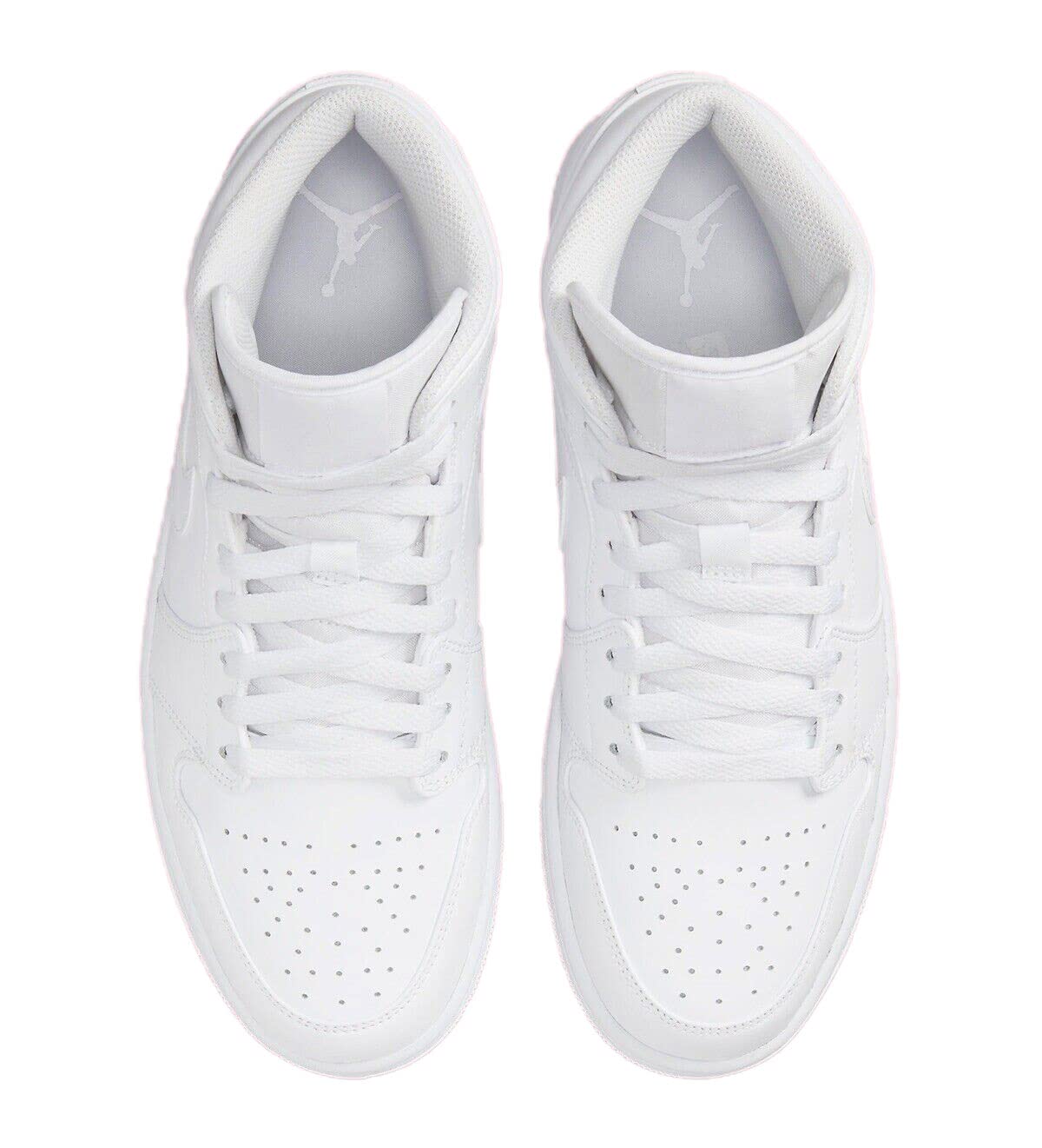 Nike Jordan Men's Air 1 Mid Sneakers - Size 12 White/White-White | Basketball Shoes for Men | Perfect for Streetwear & Casual Wear