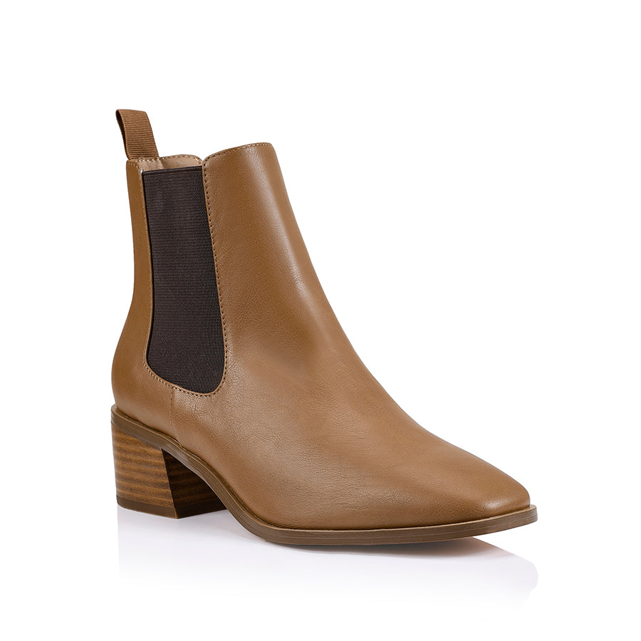 Chelsea Ankle Boots for Women - Soft Tan Leather Casual Shoes | Comfortable Slip-On Booties for Everyday Wear, Office & Outfits