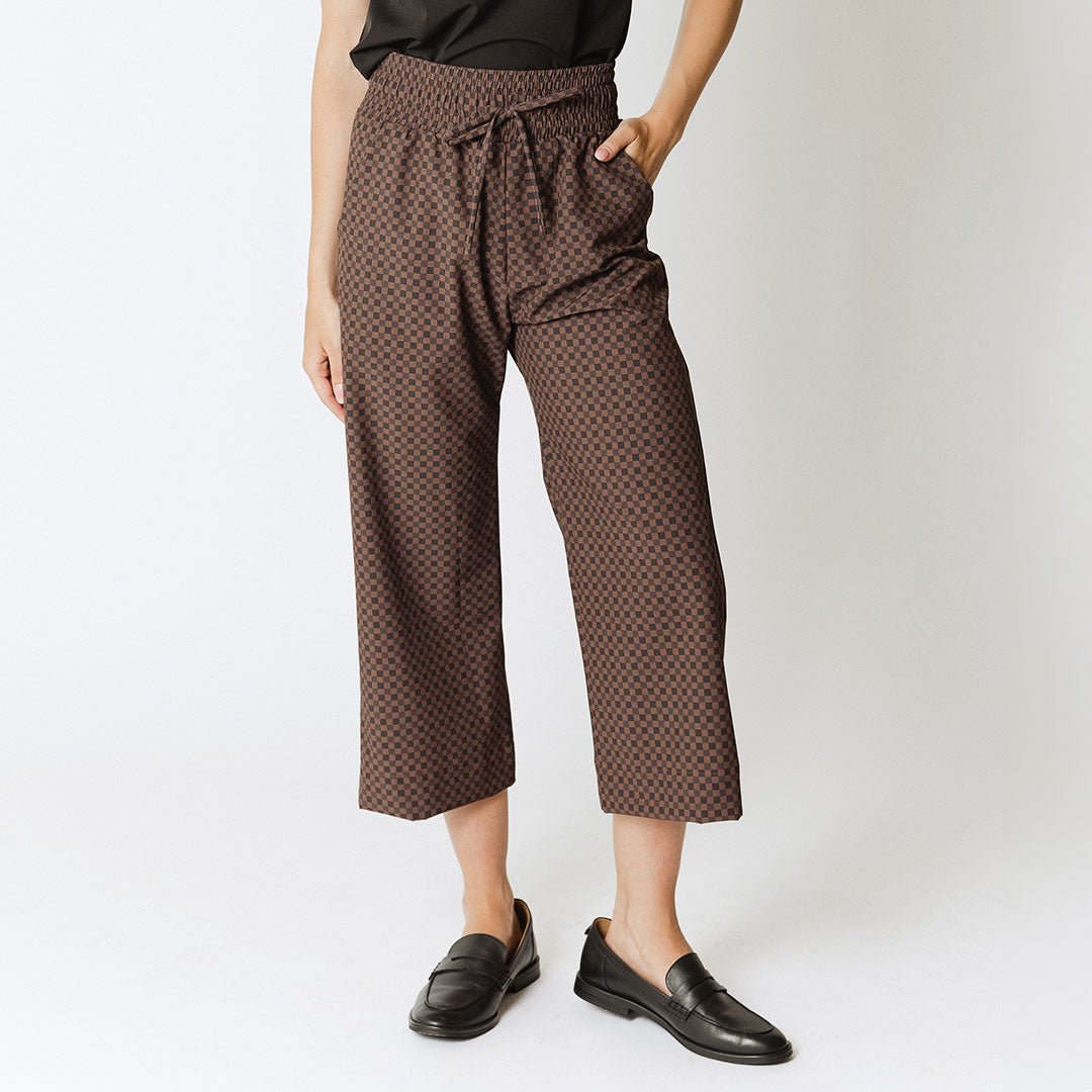 Audrey Wide Leg Pants for Women - High Waisted Linen Trousers with Wicker Print | Perfect for Summer, Office Wear & Casual Outfits
