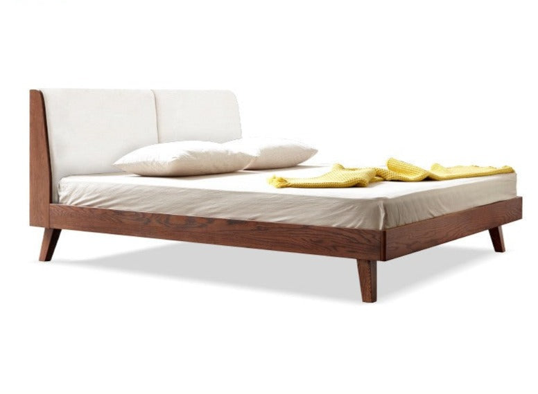 Solid Oak Wood Soft Bed Frame - Queen Size, Natural Wood Finish - Perfect for Master Bedrooms, Guest Rooms & Cozy Home Decor